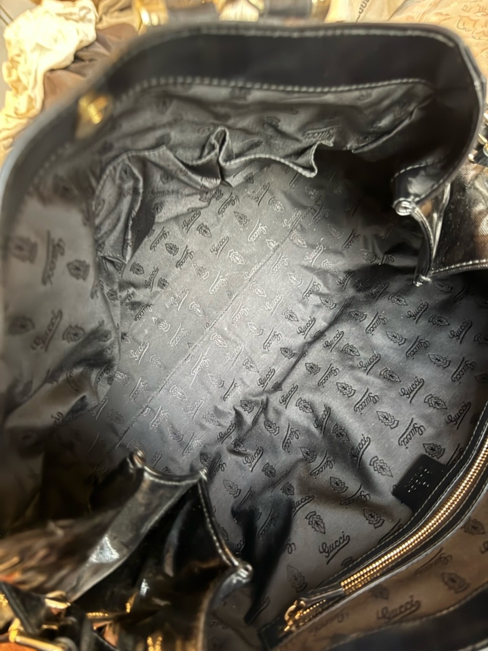 Black Patent Gucci Bag with Bamboo Handles - Picture 7 of 8